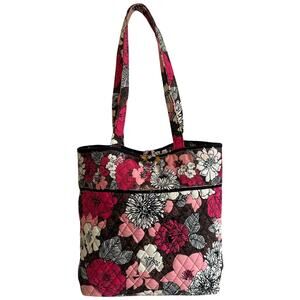 Vera Bradley Mocha Rouge Toggle Tote Large Double Strap Shoulder Bag Carryall